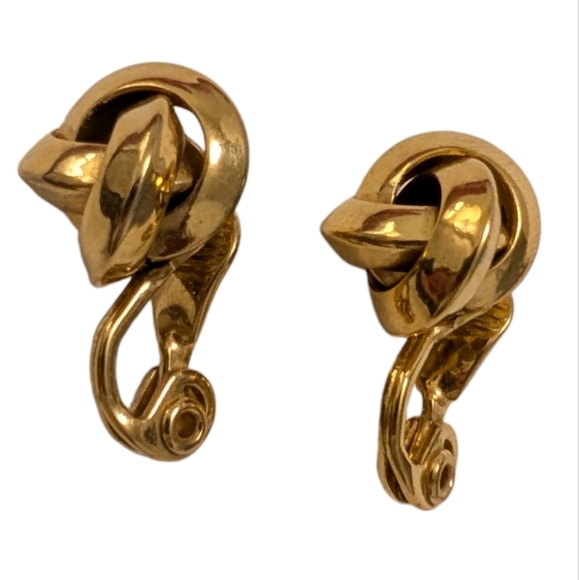MONET Love Knot Gold GF Clip-On Earrings - Picture 3 of 10